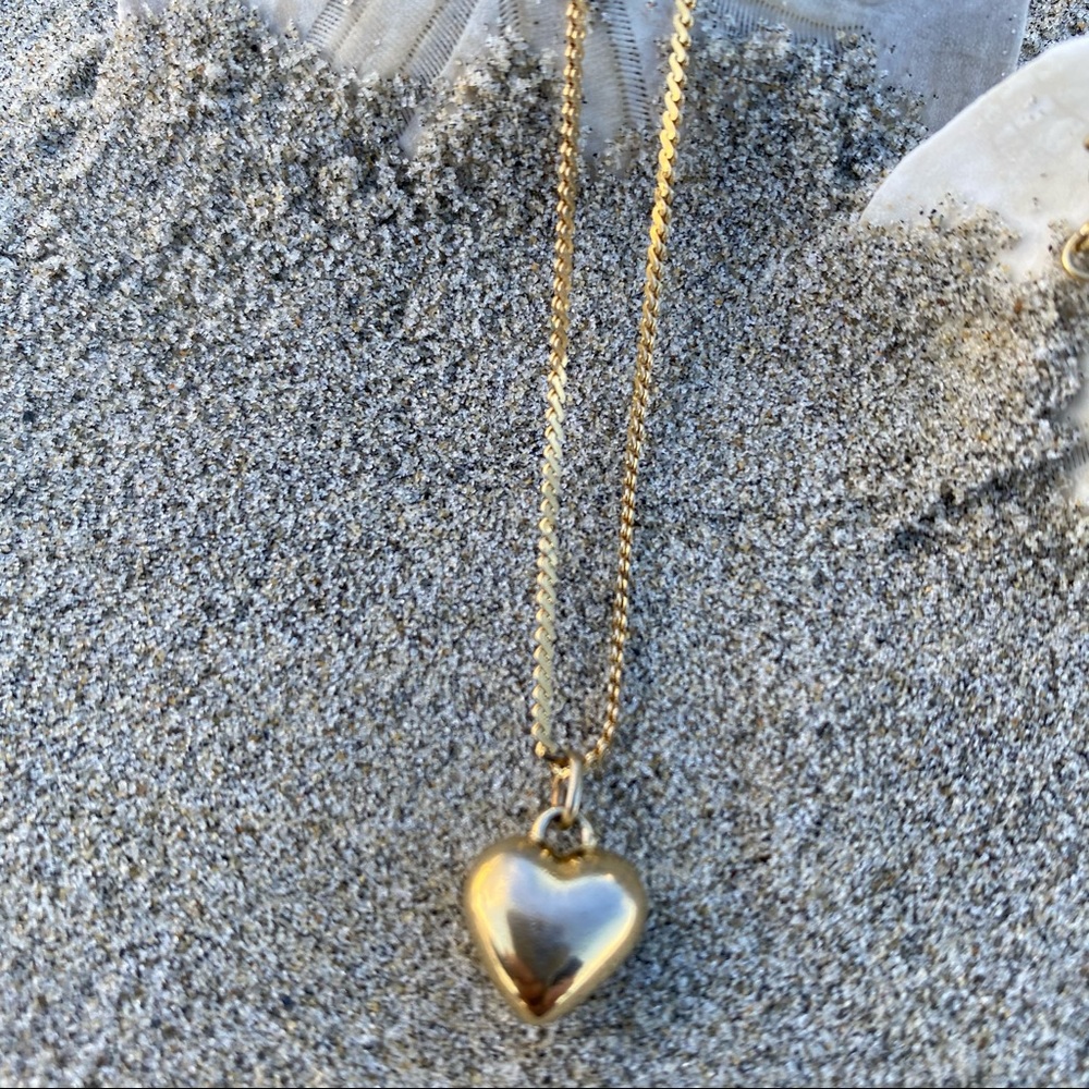 Vintage Napier Gold Tone Heart Pendant Necklace 18” Minimalist Dainty Gift